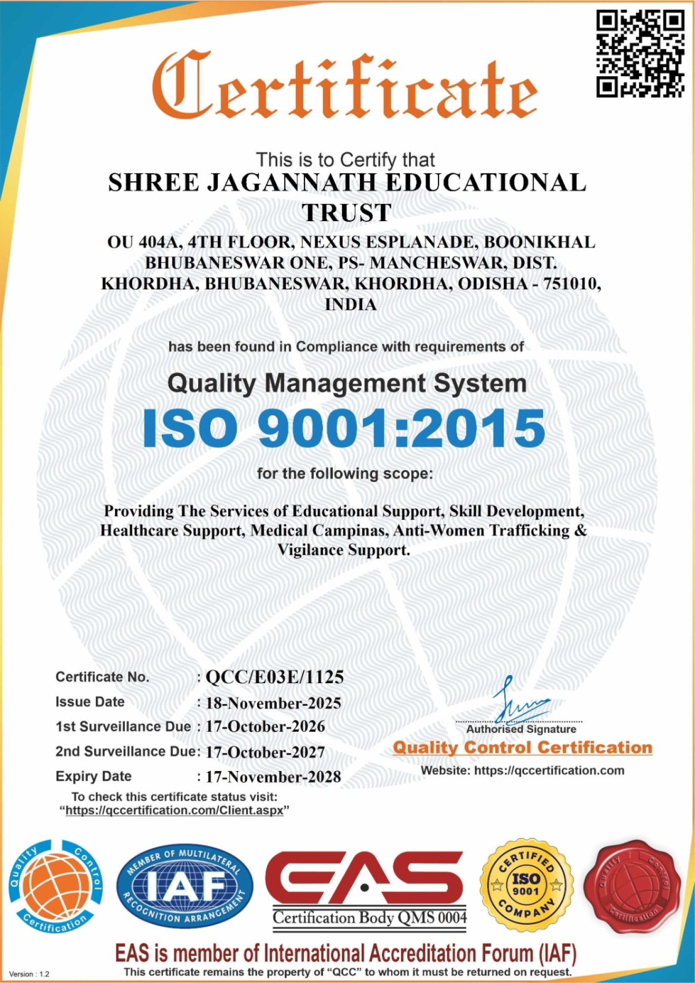 ISO 9001 : 2015 (IAF)